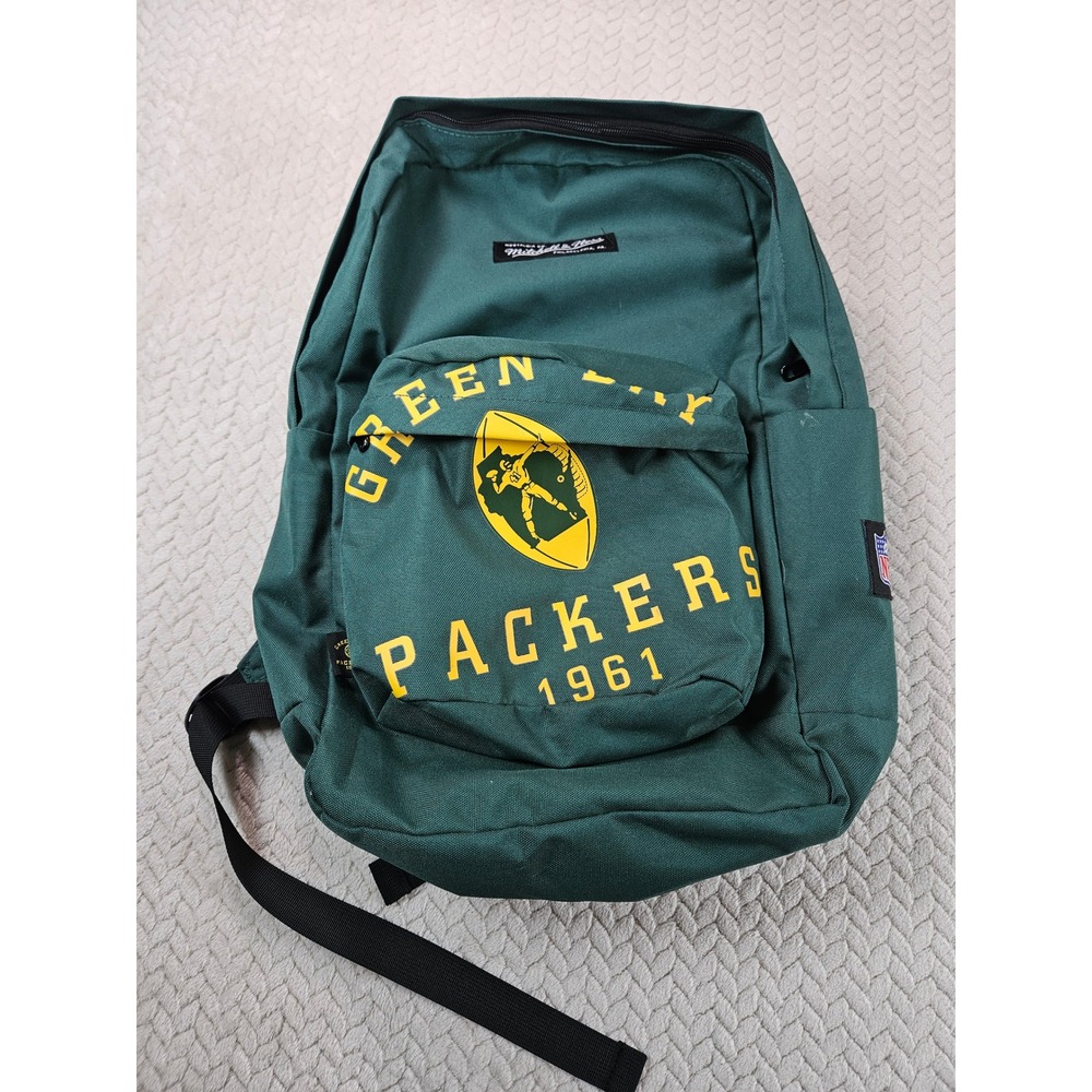 Mitchell and Ness Green Bay Packers Backpack Green Yellow 1961 NFL Bag